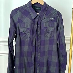 Fox Racing Purple Plaid Button-Up Size M
